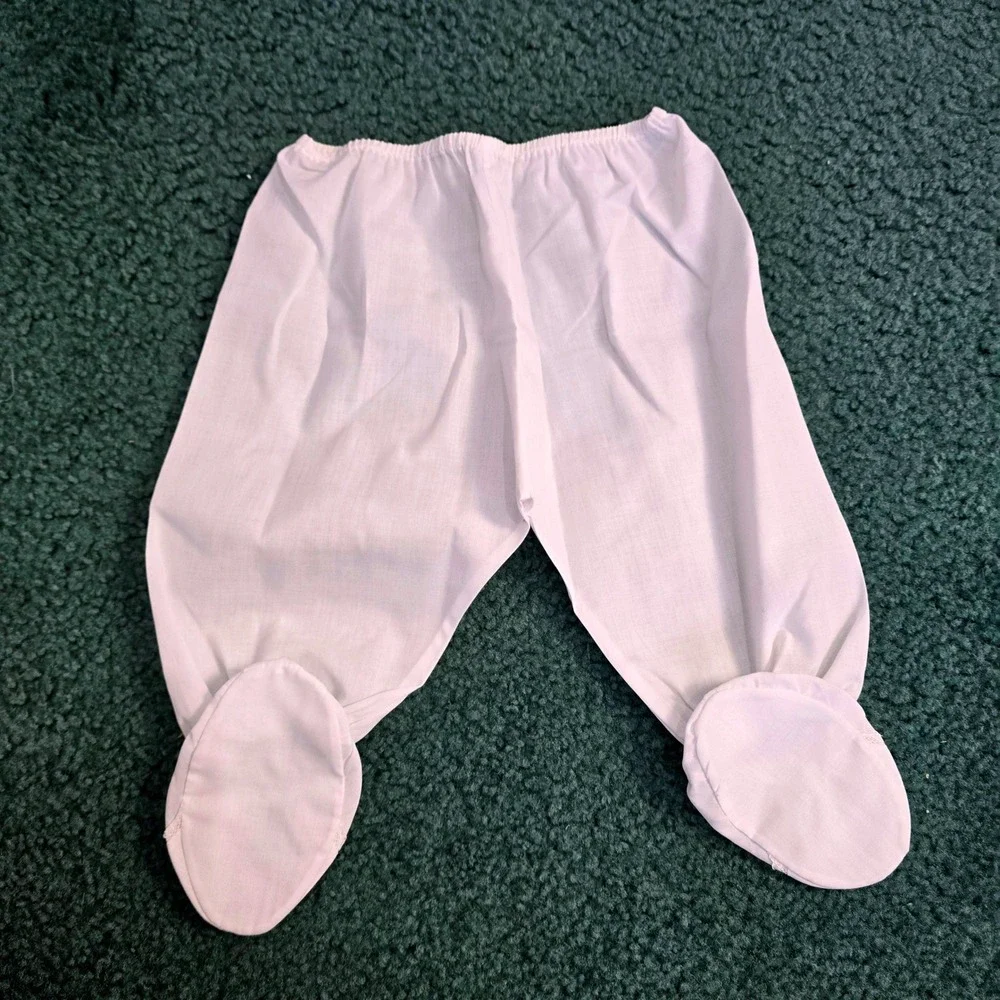 Rosey Kids Vintage White Smocked Floral Embroidered‎ Footed Pant Set 3-6 Mos NWT